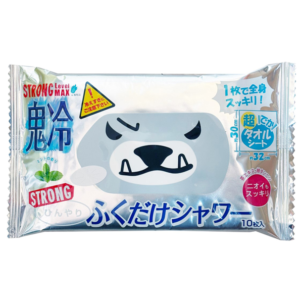 ひんやりふくだけシャワー ストロング レベルMAX / 10枚入 / ミントの香り / ストロング レベルMAX